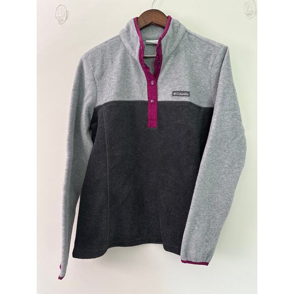 Columbia Sportswear Women's Snap Pullover Fleece Jacket Sz Large Grey Purple - Picture 6 of 6